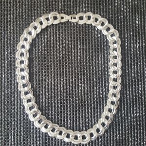 Silver-tone Double Cuban Link Necklace